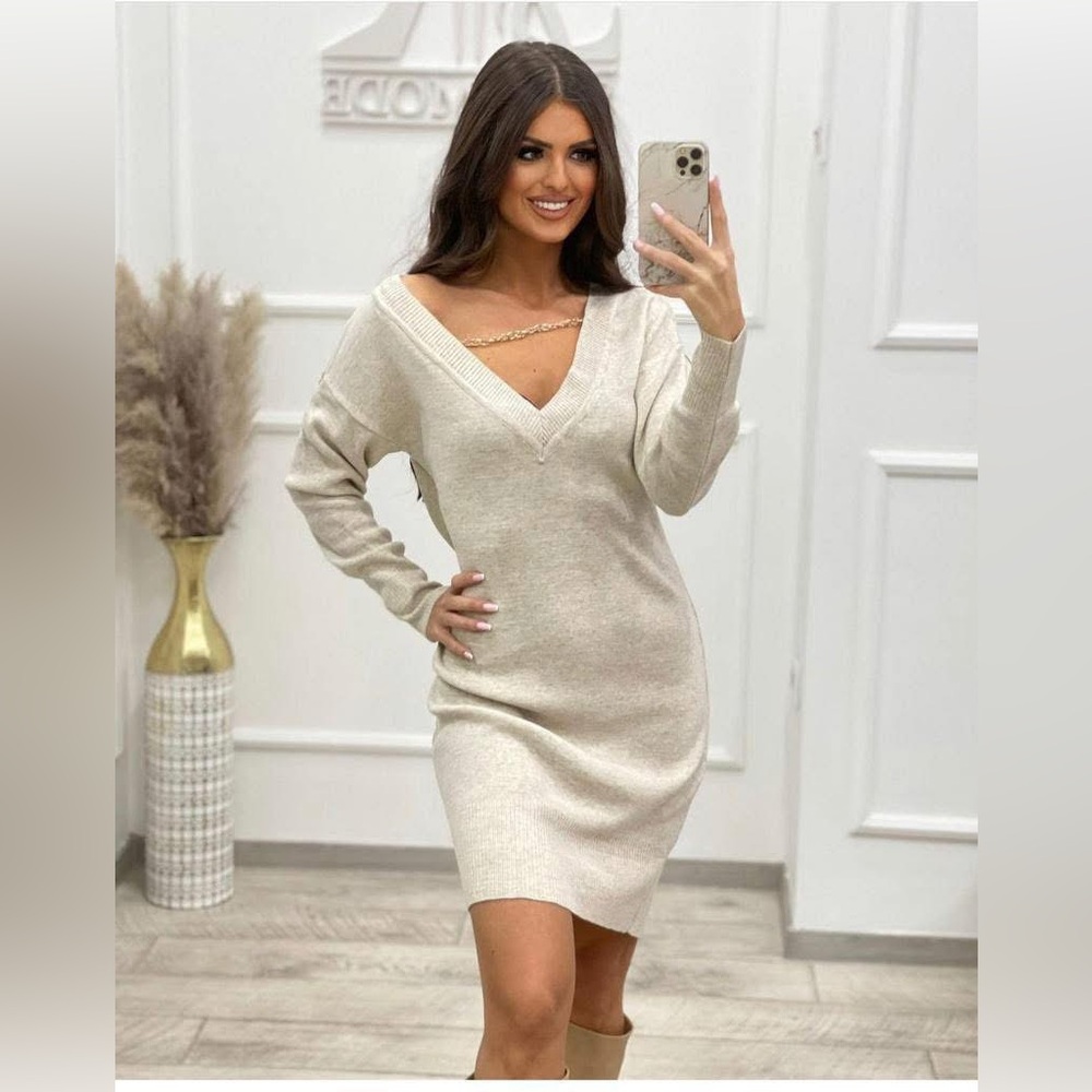 Evaroza Beige Sweater Dress NWT